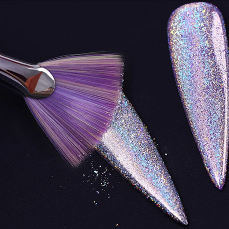 14 см длина Веерная кисть для очистки ногтей градиентные розовые стразы Ручка