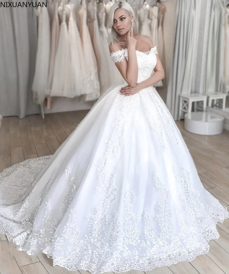 

Vestido De Noiva 2021 Sexy Ball Gown Wedding Dresses Lace Wedding Gowns Brush Train Bride Dress Wedding Gowns Robe De Mariage