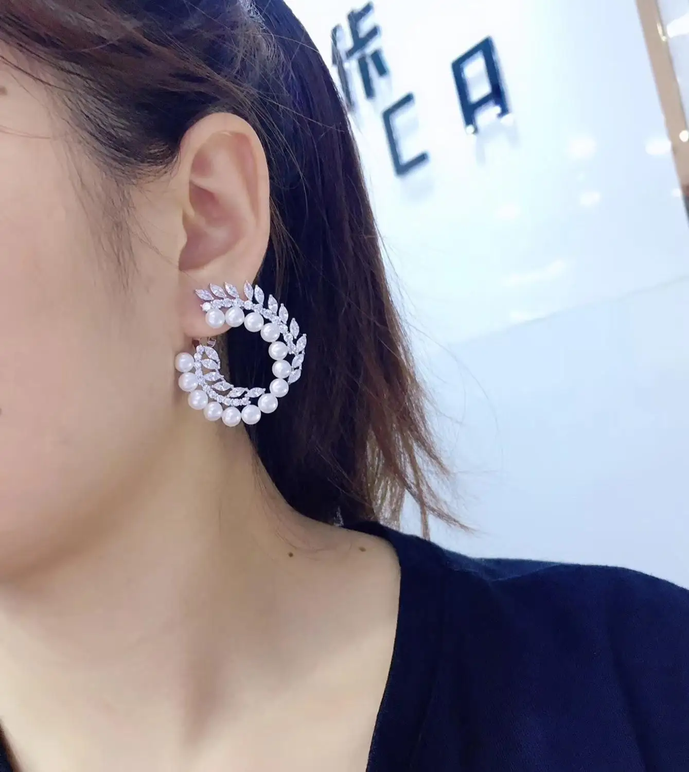 Серьги женские из серебра 100% пробы с натуральным пресноводным жемчугом и