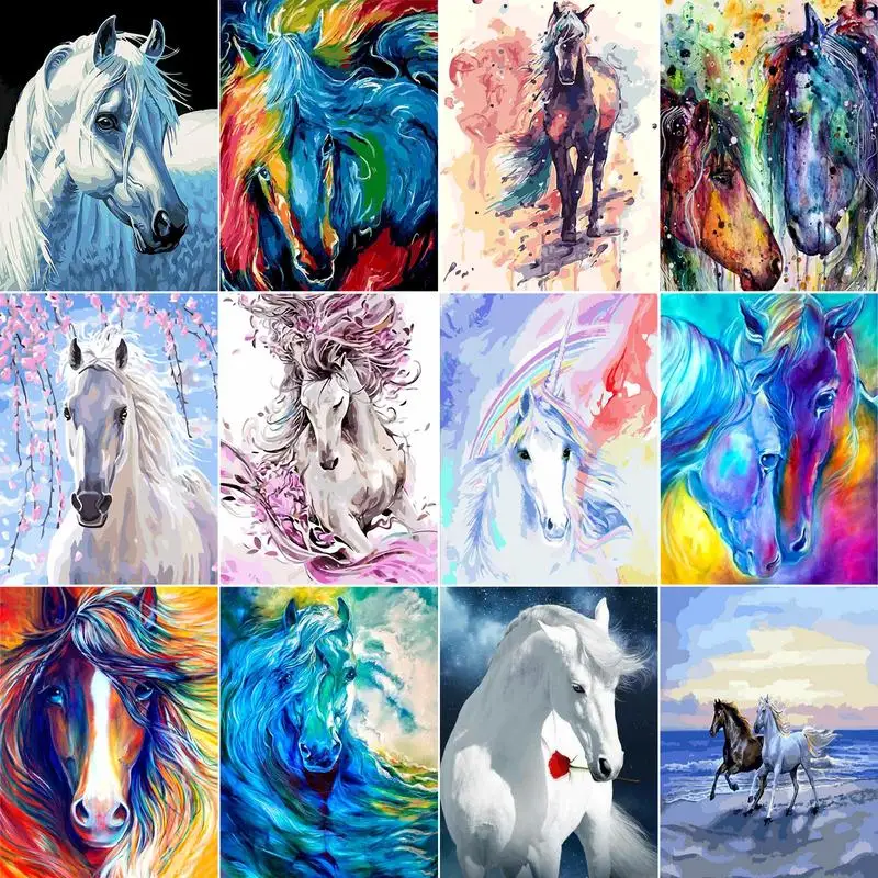 Купи Horse canvas DIY Painting By Numbers Kit acrylic paint by numbers Wall Art Special gift Canvas Painting on canvas за 376 рублей в магазине AliExpress