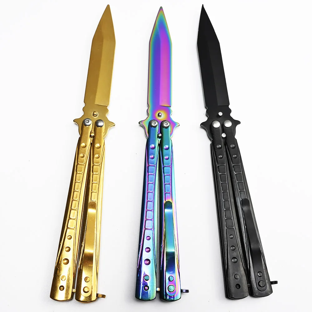 Нож бабочка с тупым лезвием тактические инструменты для выживания безопасное