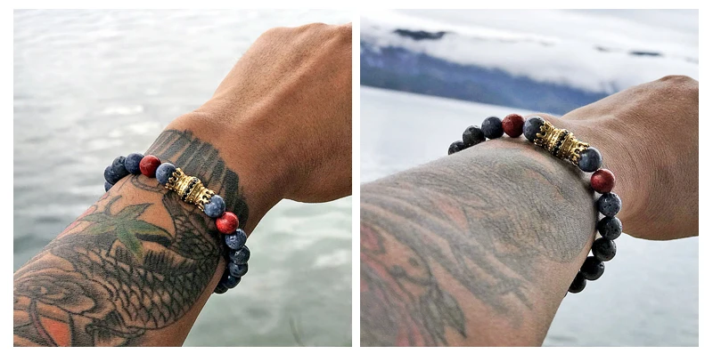 Mcllroy Bracelet Men Bead Sparta Crown 8mm Natural Stone Bracelet Bangle Handmade Man Jewelry Mens Bracelets erkek bileklik