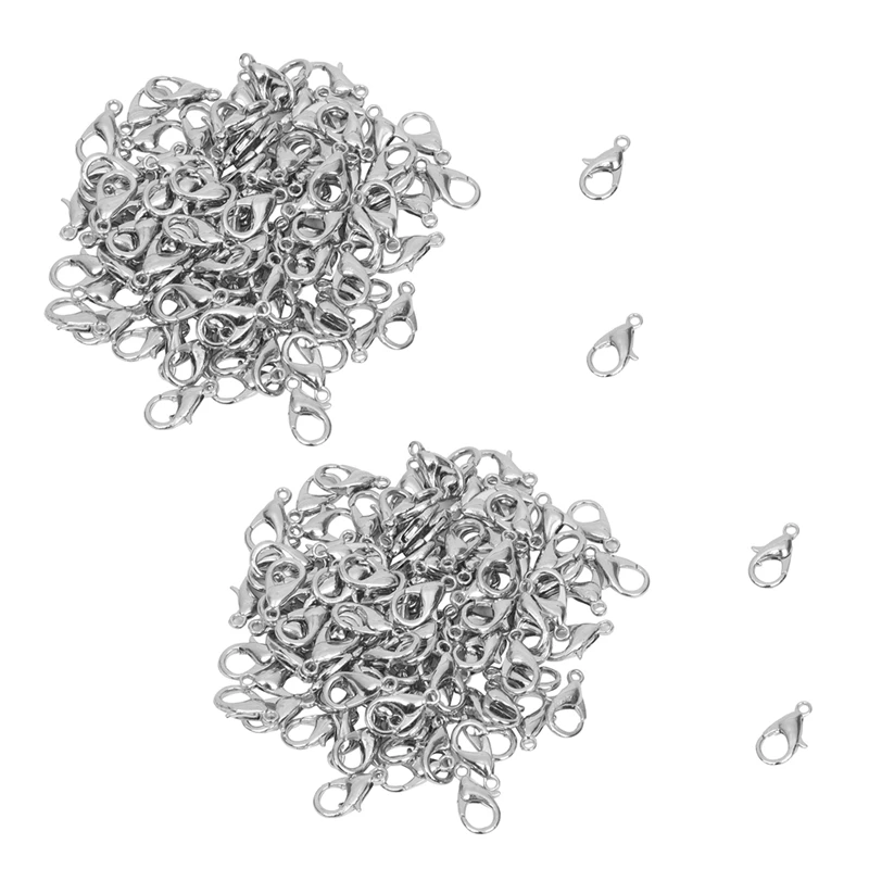 

200 PCS Lobster Clasp Alloy Silver Color 12 x 6mm TOP
