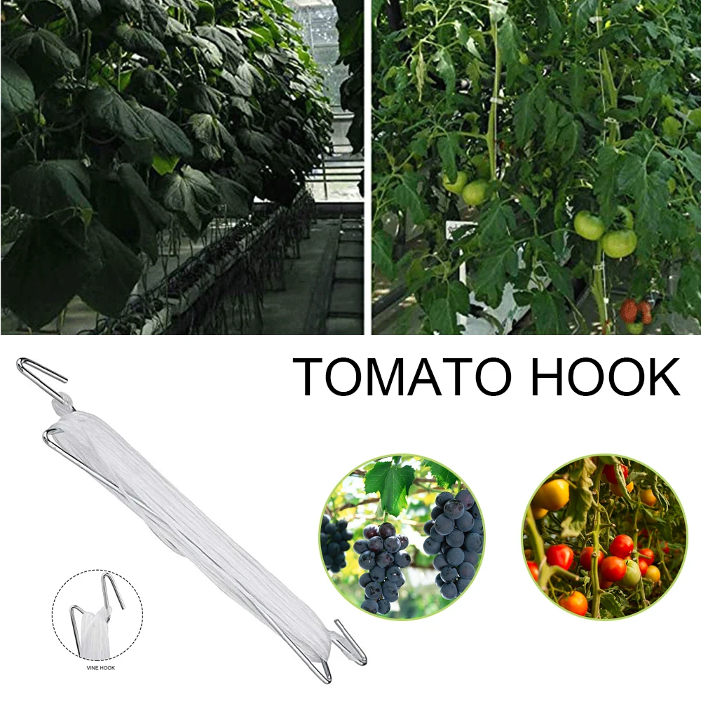 

10PCS Greenhouse Farm Fruit GardenTomato Hooks Plant Climbing Hooks with 10m Rope Plant Vine Tie Support Tool