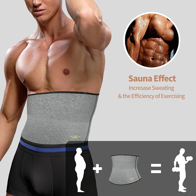 

Men Waist Trainer Trimmer for Weight Loss Neoprene Sauna Body Shaper Tummy Control Compression Shapewear Sweat Slimming Belt