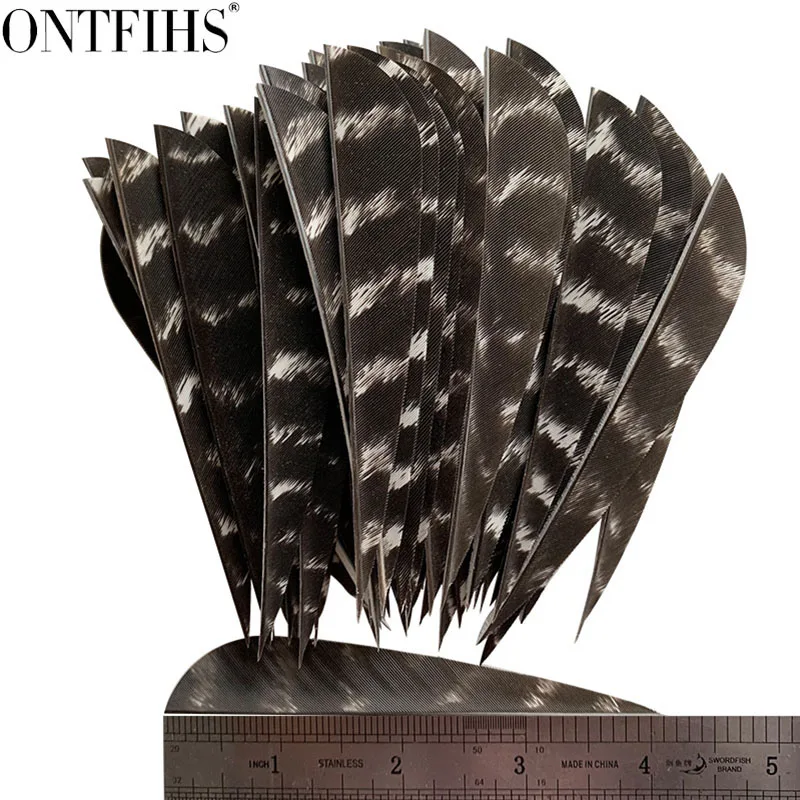 

50 Pcs ONTFIHS New Hunting Arrow Feathers Floral Black Turkey Feather Archery Accessories Fletching Feathers for Arrows