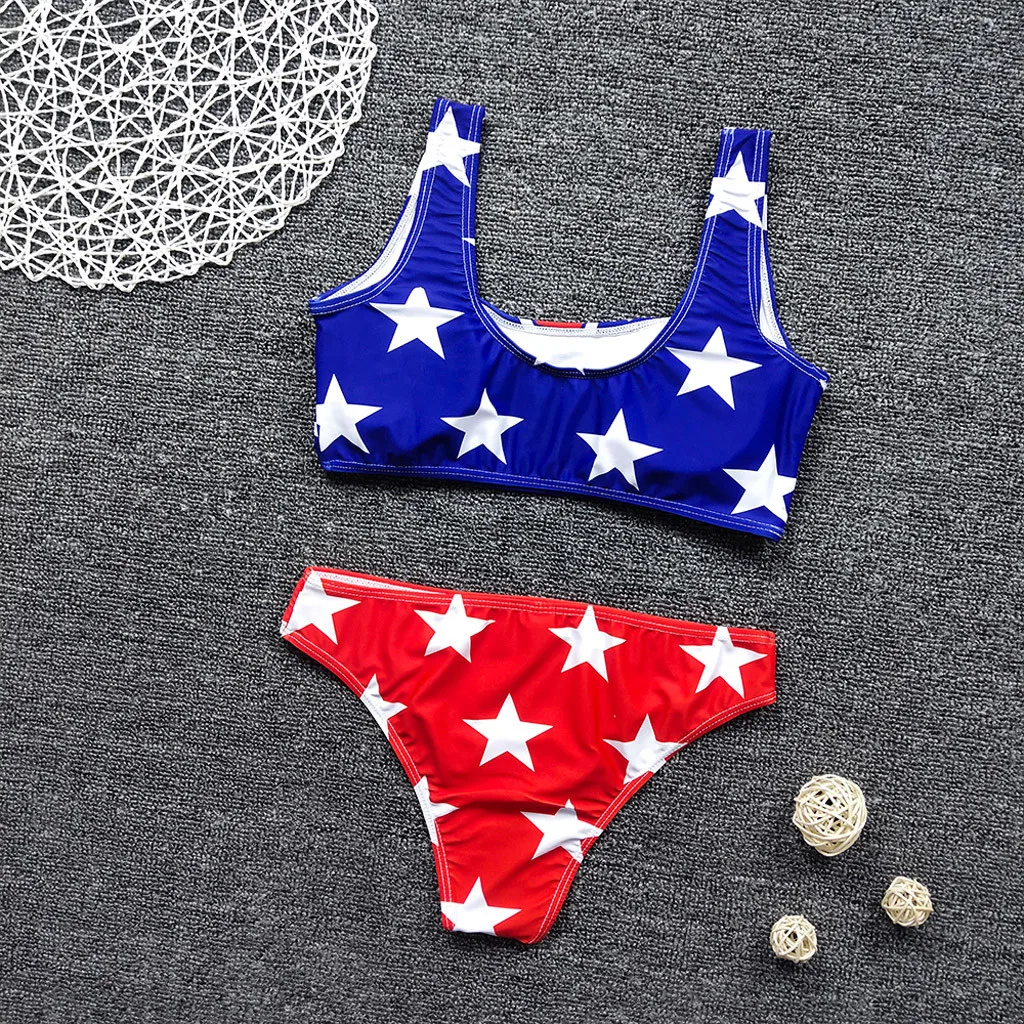 Сексуальный дизайн флага США женский купальник бикини бандажный с принтом