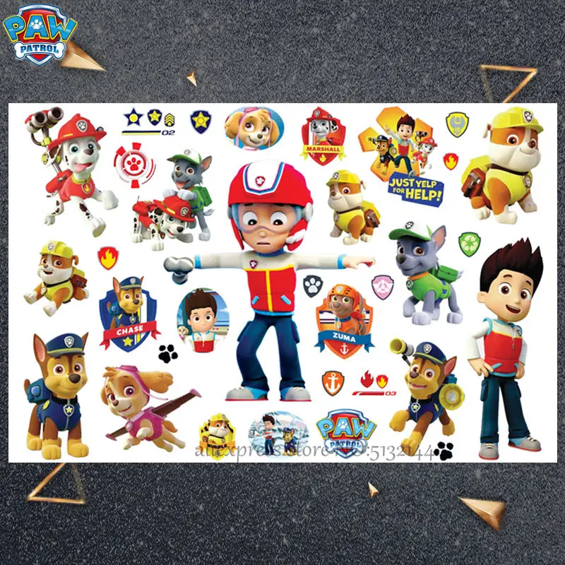 Зеленый Paw Patrol Cartoon Temporary Tattoo Sticker For Boys Children Toys Tatoo Paper Paste Waterproof Party Kids Gift - Цвет: Зеленый