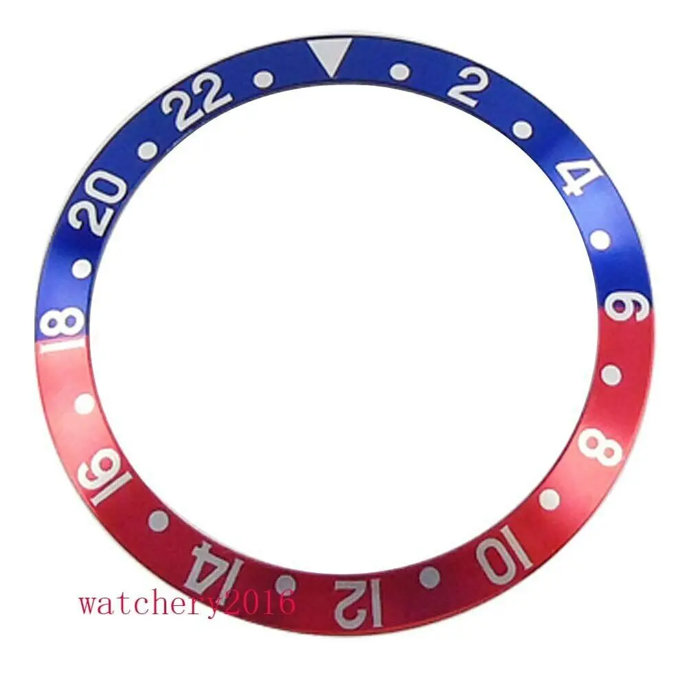 38mm high quality red black blue Watch bezel insert for 40mm sub GMT watch