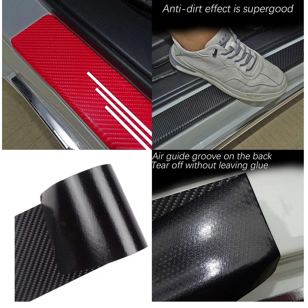 4 шт. углеродного волокна двери автомобиля Наклейка для порога Peugeot 307 206 308 407 207 3008