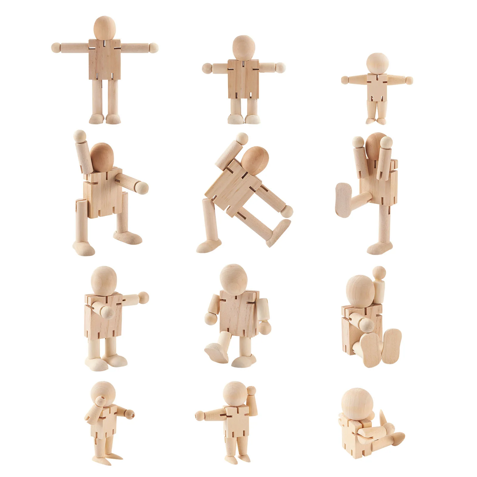 

10~12 PCS Blanched Almond Blank Wooden Robot Toys for DIY Hand Painting Jewelry&Crafts Home Ornament Christmas Hanging Supplies