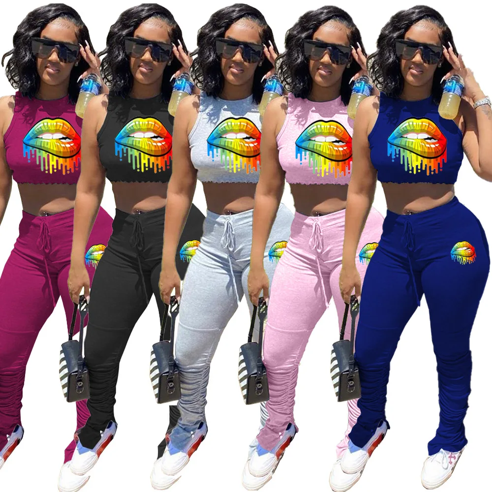 

Spot trendy vest trousers fold split lips two-piece suit