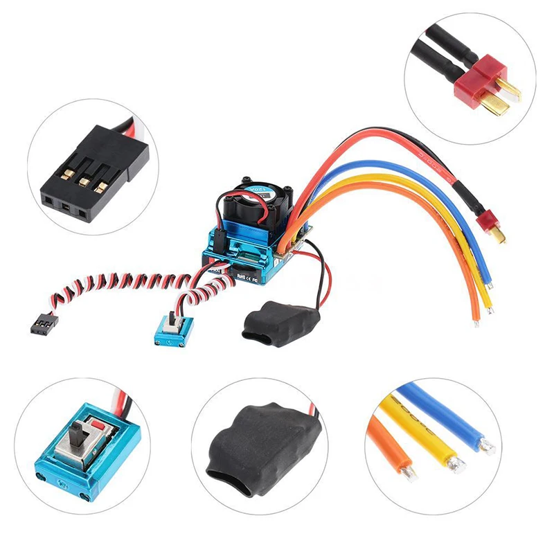 120A сенсорный бесщеточный контроллер скорости ESC для RC 1/8 1/10 1/12 автомобильный