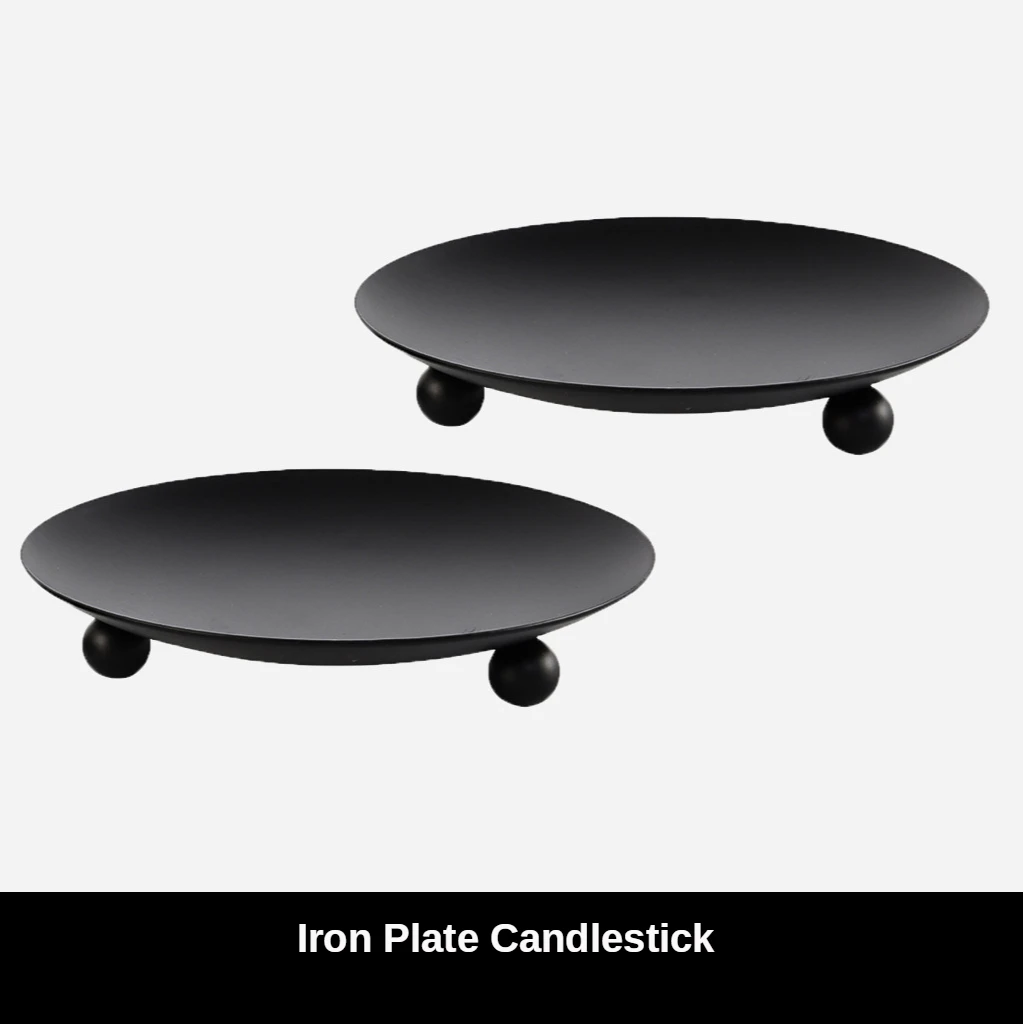 

American black iron plate candlestick decoration LED candle base wedding ceremony decoration props