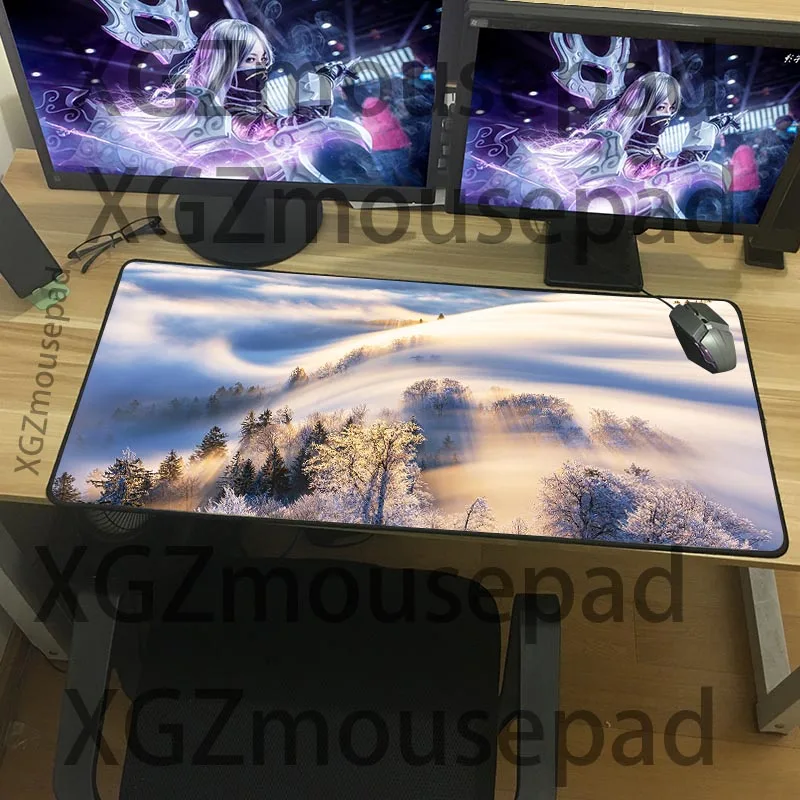 

XGZ Exquisite snow mountain pattern table mat, multi-size selection, high-quality mouse pad, home office non-slip keyboard pad