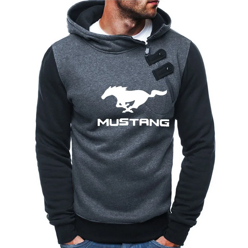 

Unisex Spring Autumn New Mens hoodie Mustang Car Logo Printing Fashion Casual Cotton sweatshirt Men's Buttons hoodie