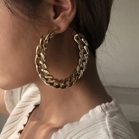 punk big circle hoop earrings for women cuban curb chain round eearring fashion jewelry gifts 2021 trend