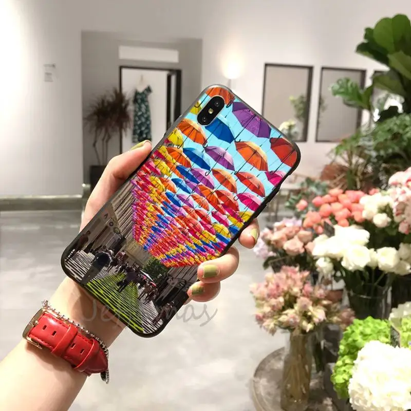 

Colorful umbrellas and street view Phone Case for iPhone 11 12 mini pro XS MAX 8 7 6 6S Plus X 5S SE 2020 XR