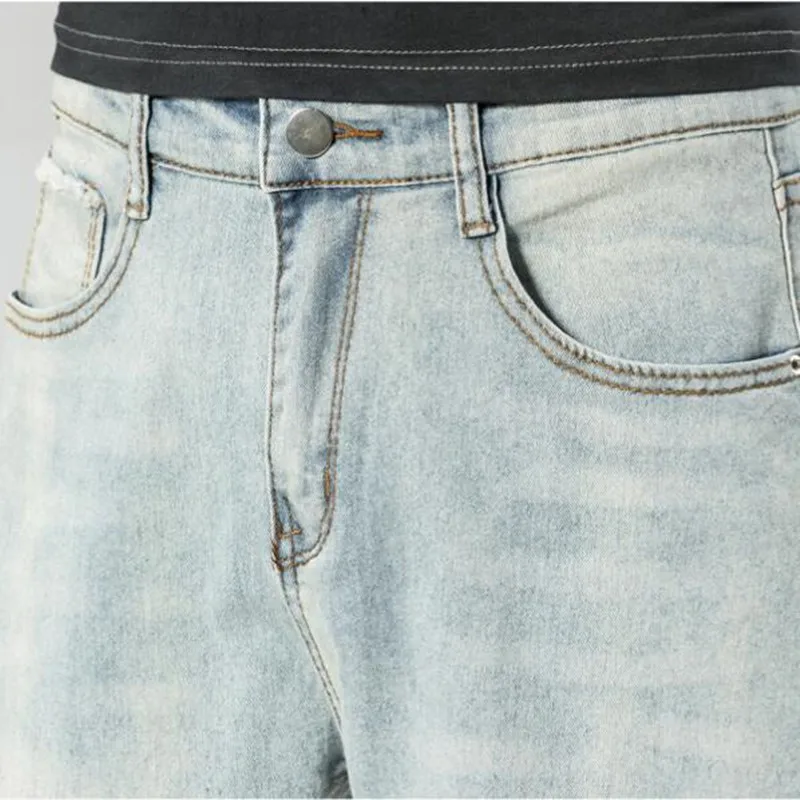 

2021 Men Stretchy Ripped Skinny Biker Embroidery Print Jeans Destroyed Hole Taped Slim Denim Scratched High Quality Jean 27-36