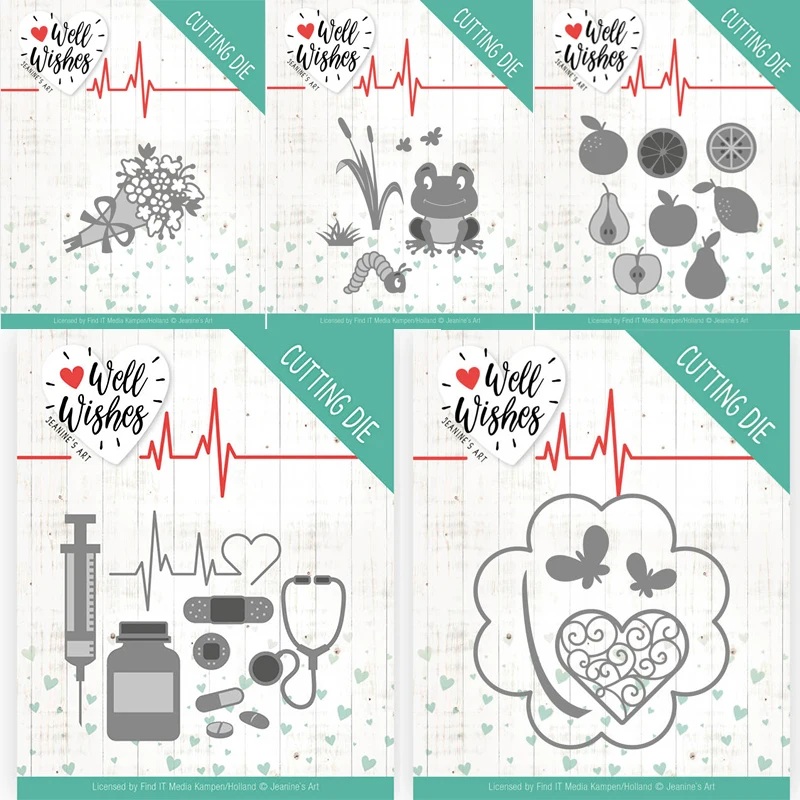 

Mmao Crafts Metal Steel Cutting Dies New Frog Fruit Syringe Bouque Stencil For DIY Scrapbooking Paper/photo Cards Embossing Dies