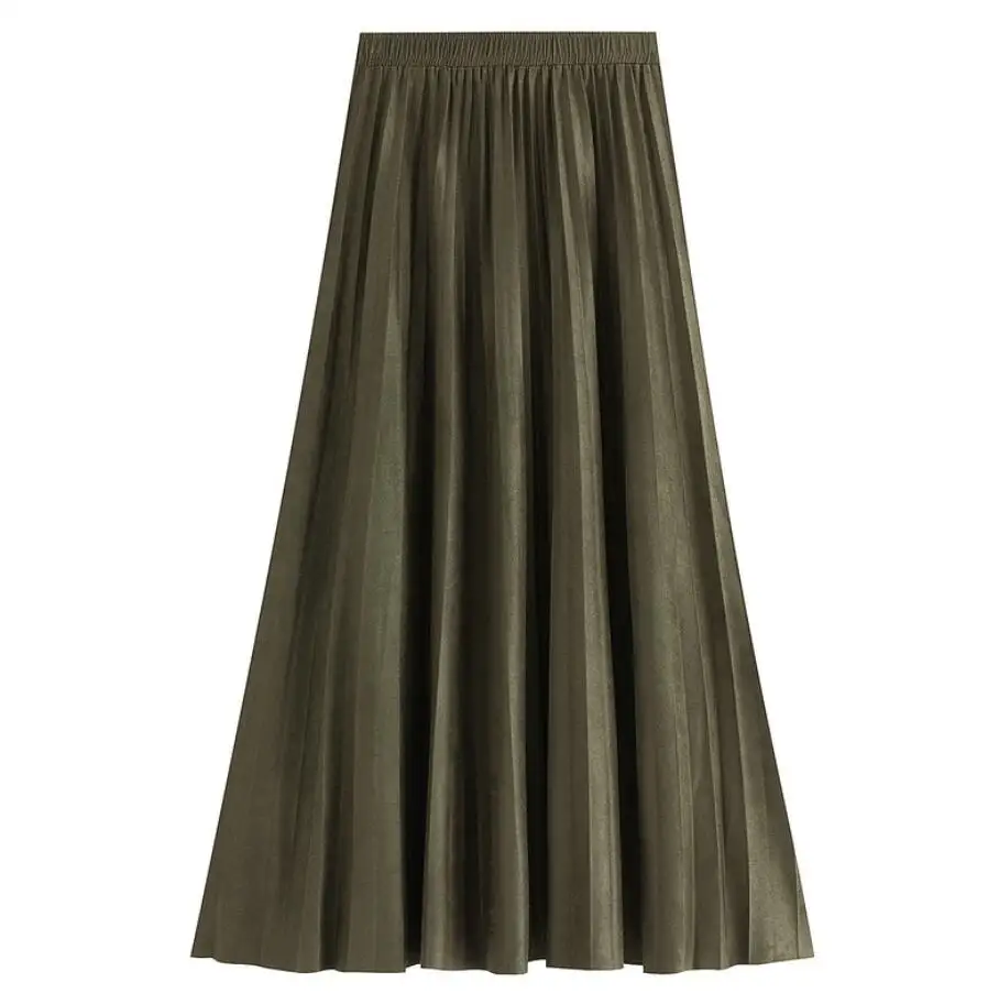 

Pleated skirt autumn GIRL SKIRTS winter female 2019 deer suede skirt long suede A word skirt fashion