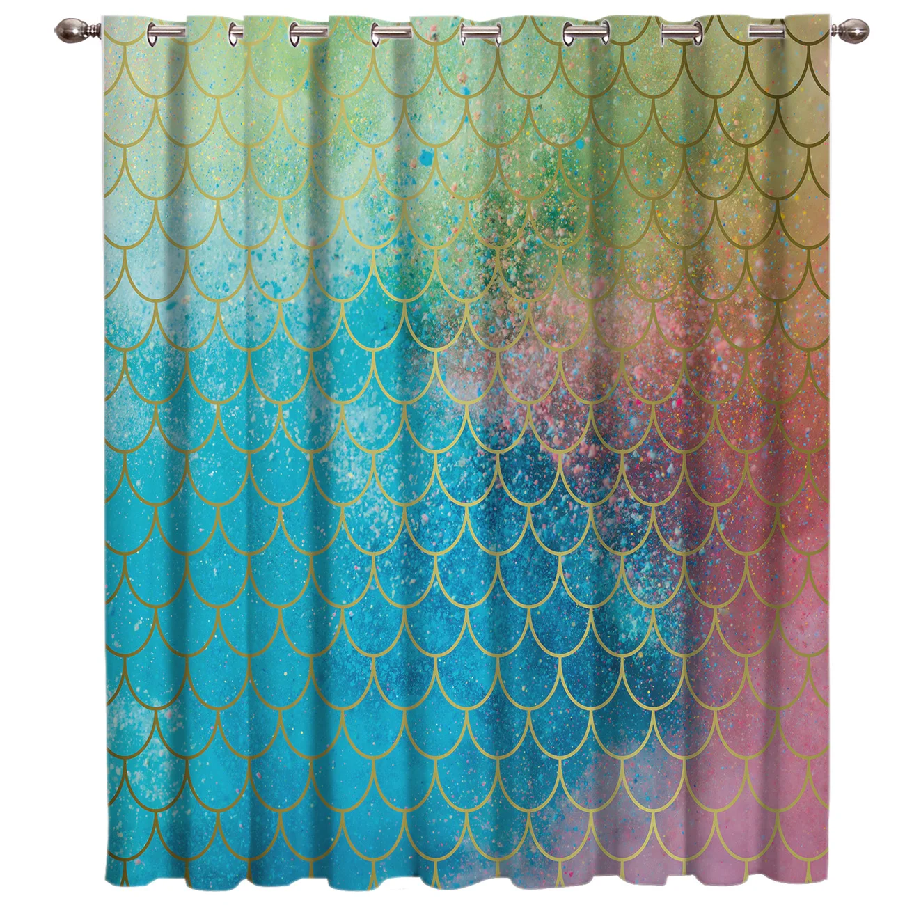 Красочные русалка весы на окна и двери Шторы s Подзор стержень Гостиная вечерние