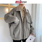 LAPPSTER Мужской винтажный однотонный зимний Тренч 2021 мужской Harajuku корейский стиль брикет Японская уличная одежда ветровка