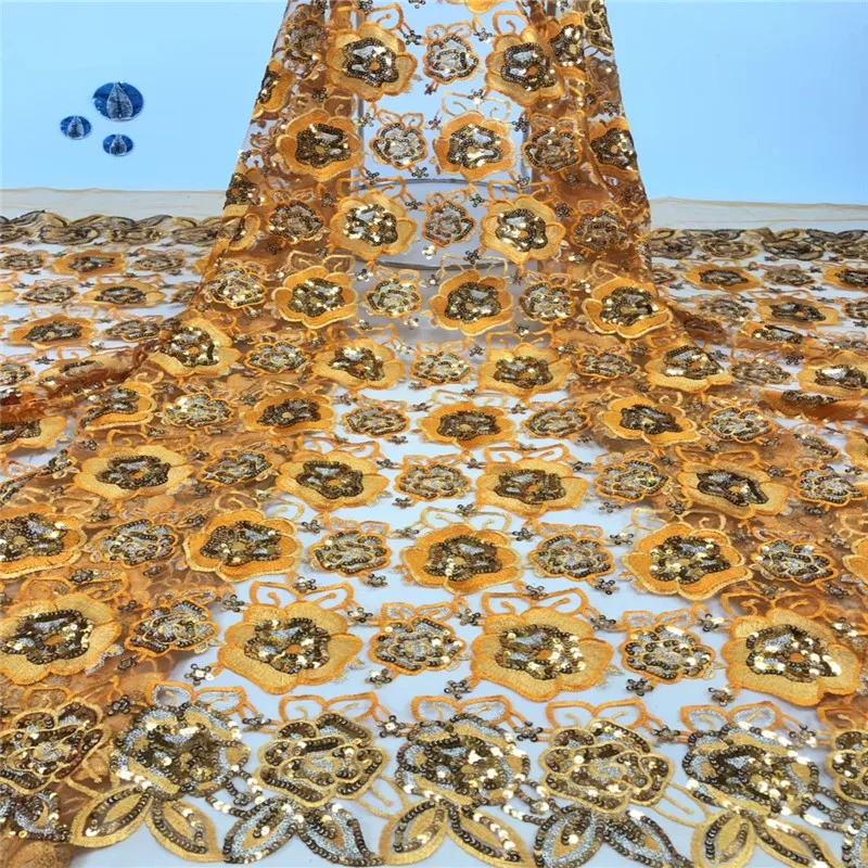 

NaXiu Bridal Lace Fabric High Quality African Lace Fabric With Sequins Embroidery Net Tulle Lace For Nigerian Women Wedding