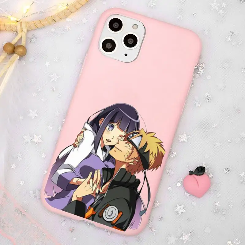 

Naruto Hinata Phone Case Candy Color Pink for iPhone 11 pro XS MAX 8 7 6 6S Plus X 5S SE 2020 XR