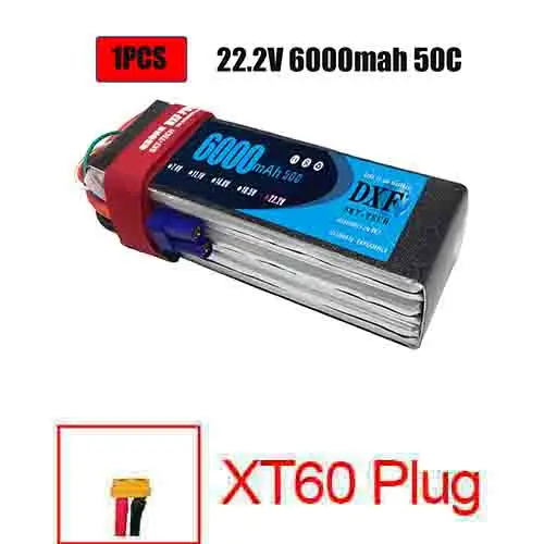 Аккумулятор DXF 7,4 V 22,2 V 6S 2S 5200mah 6000mAh 50C Burst 100C для радиоуправляемого автомобиля квадрокоптера вертолета самолета - Цвет: 1PCS6000SOFTXT60
