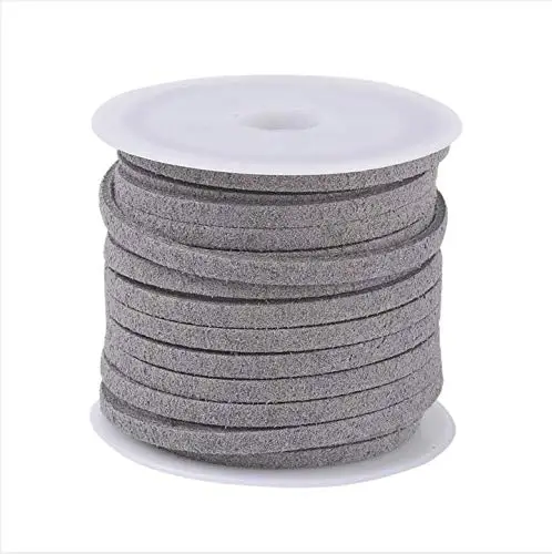 Gray 5 м/рулон 3x1,5 мм плоский шнурок из искусственной замши, ожерелье, веревочка, рукоделие, бархатное кружево, сделай сам, нить, цепочка, ожерелье, ювелирное изделие, F55 - Цвет: Gray