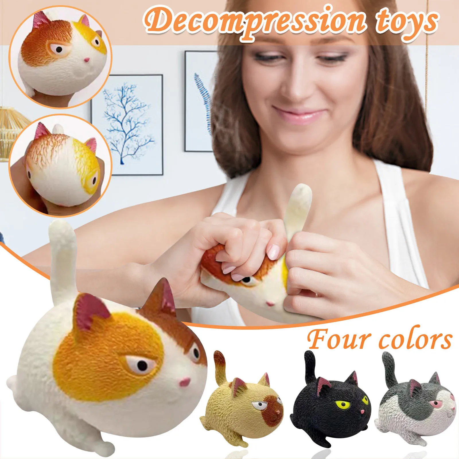 

Fidget toys relieve stress, squeeze angry cat balls for adults and children, creative colorful soft novelty hand-held pressure