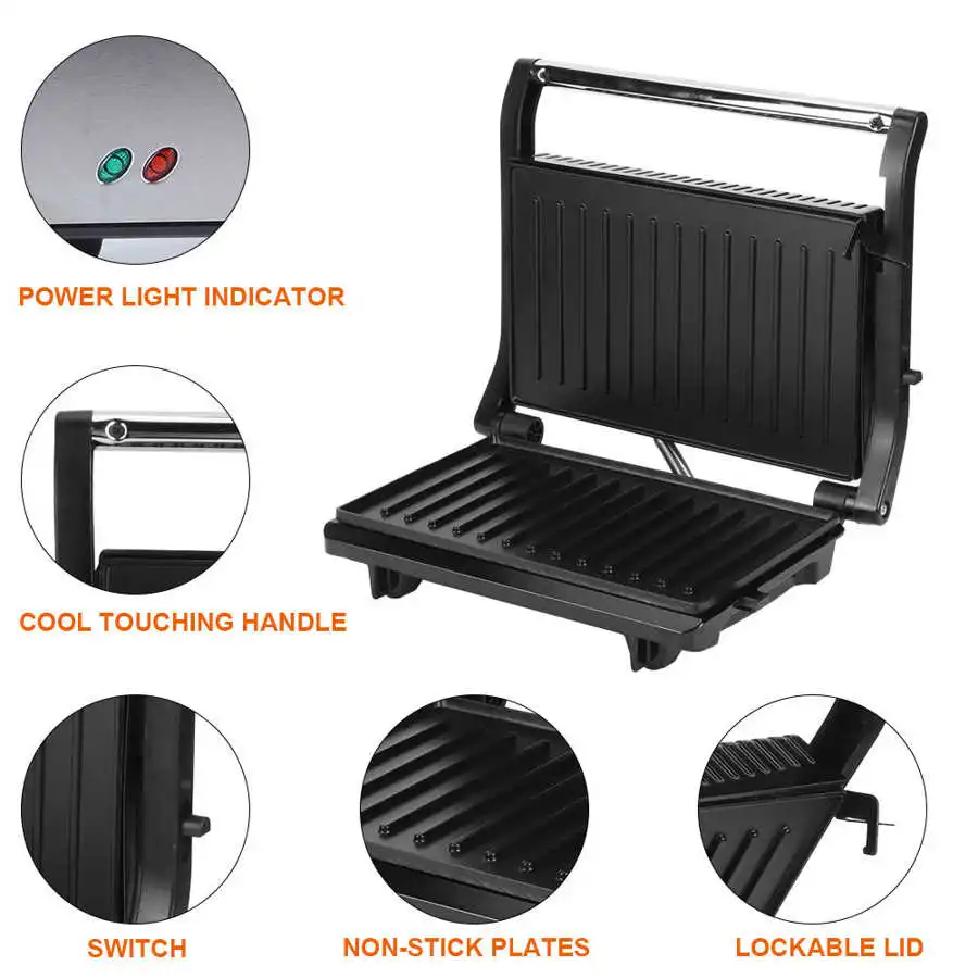 electric bbq grill machine smokeless barbecue steak grilled pan electric hotplate sandwich maker panini breakfast machine free global shipping