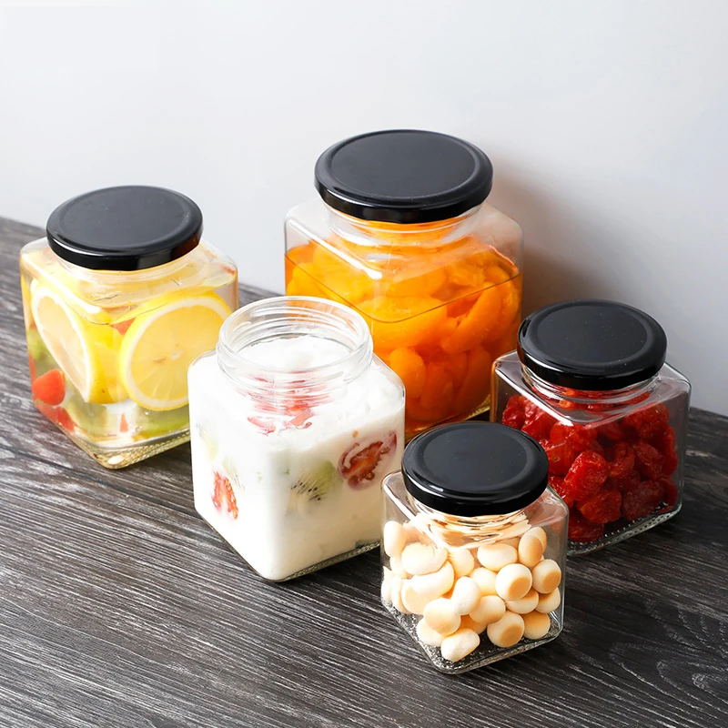 Шестигранные стеклянные банки для пищевых продуктов премиум-класса. Мини-банки с