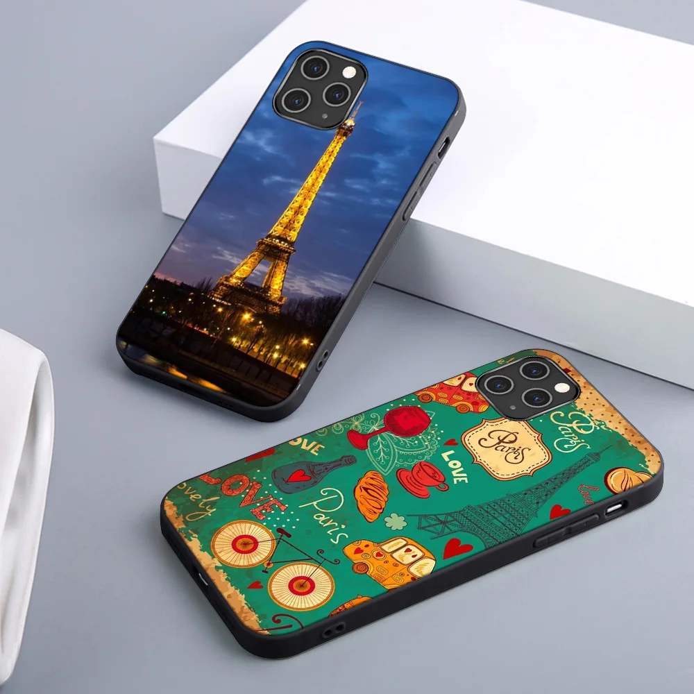 

Soft Silicone Cover Tower Protective Case for IPhone 11 12 13 Pro Max SE for IPhone XR XS MAX X 8 7 Plus Black Case Funda Coque