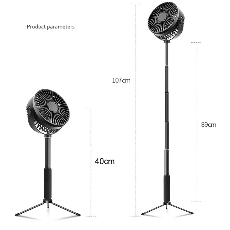 

Telescopic Floor Desk Fan 2000mAh Rechargeable Battery 3 Speeds Camping USB Fan N0HC