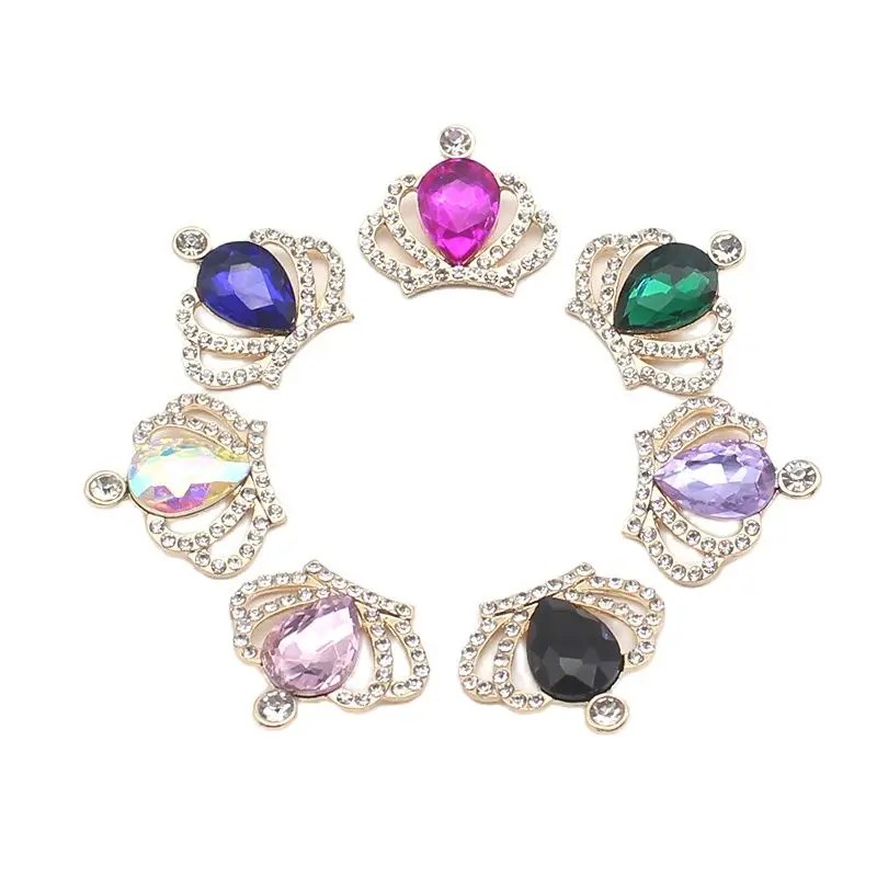

10pcs/lot 31.5*28.5MM Crown Sewing Button for Handicraft Diy Accessories Decorative Rhinestone for Clothing Craft for Supplies