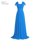Простое шифоновое длинное платье для подружки невесты, синее платье для подружки невесты, 2021, длинное свадебное платье, индивидуальный пошив, доступны цвета и размеры