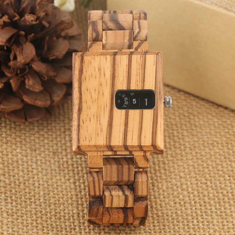 Часы наручные мужские с деревянным браслетом роскошные креативные кварцевые