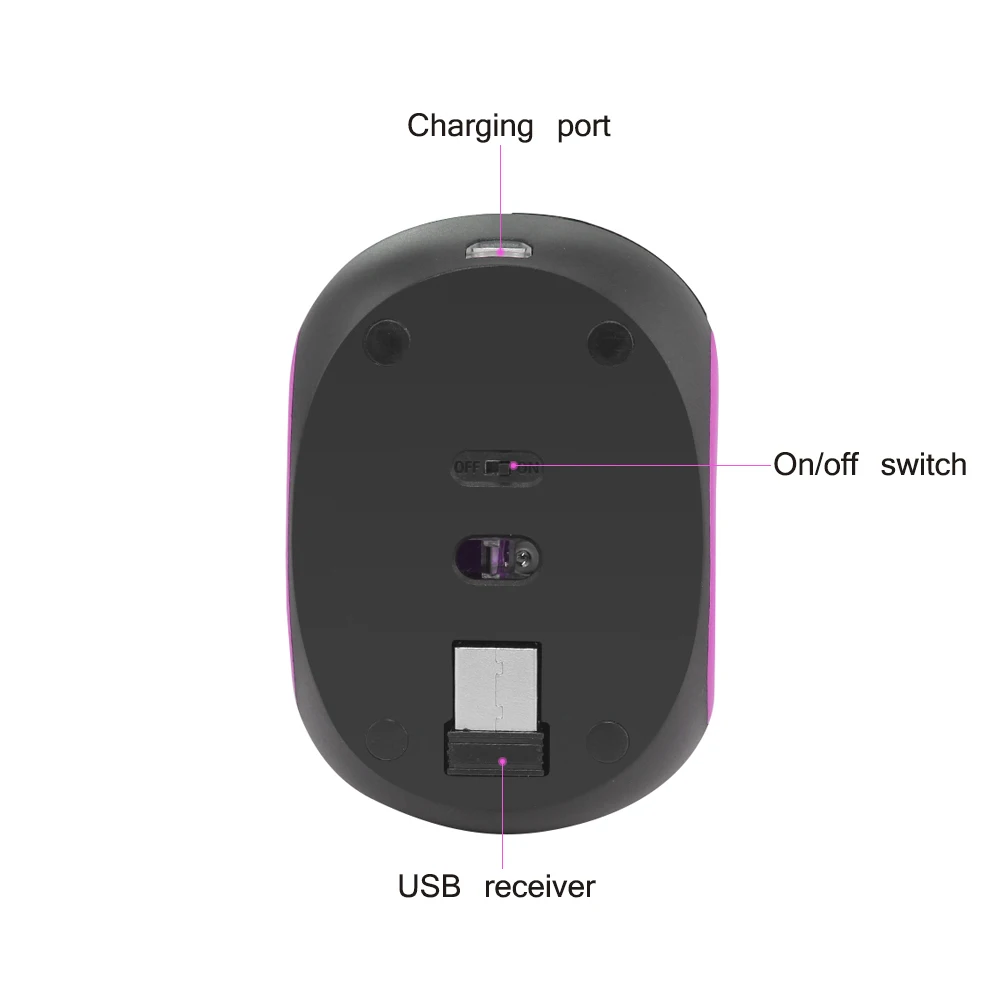 USB беспроводная мышь 1600DPI розовая мини-мышь для офисного ПК с USB-приемником