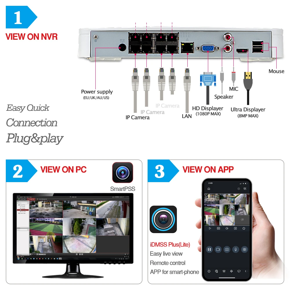 

Dahua Original 4K Security Camera System Kits 4MP IPC-HDW2431TM-AS-S2 4PCS NVR4104-P-4KS2 POE Surveillance P2P System APP View