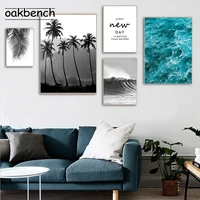 ocean coconut tree print black white quote wall art canvas painting nordic posters wall pictures for living room home decoration
