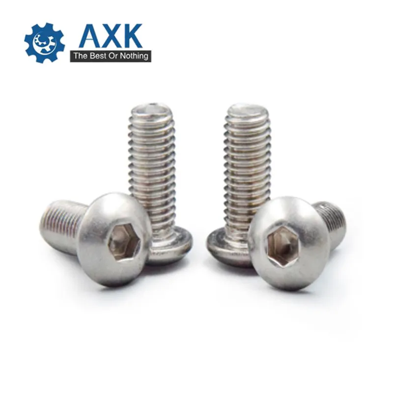 Винты AXK 50 шт. M2 M2.5 M3 M4 M5 304 из нержавеющей стали A2 с круглой головкой и шестигранным