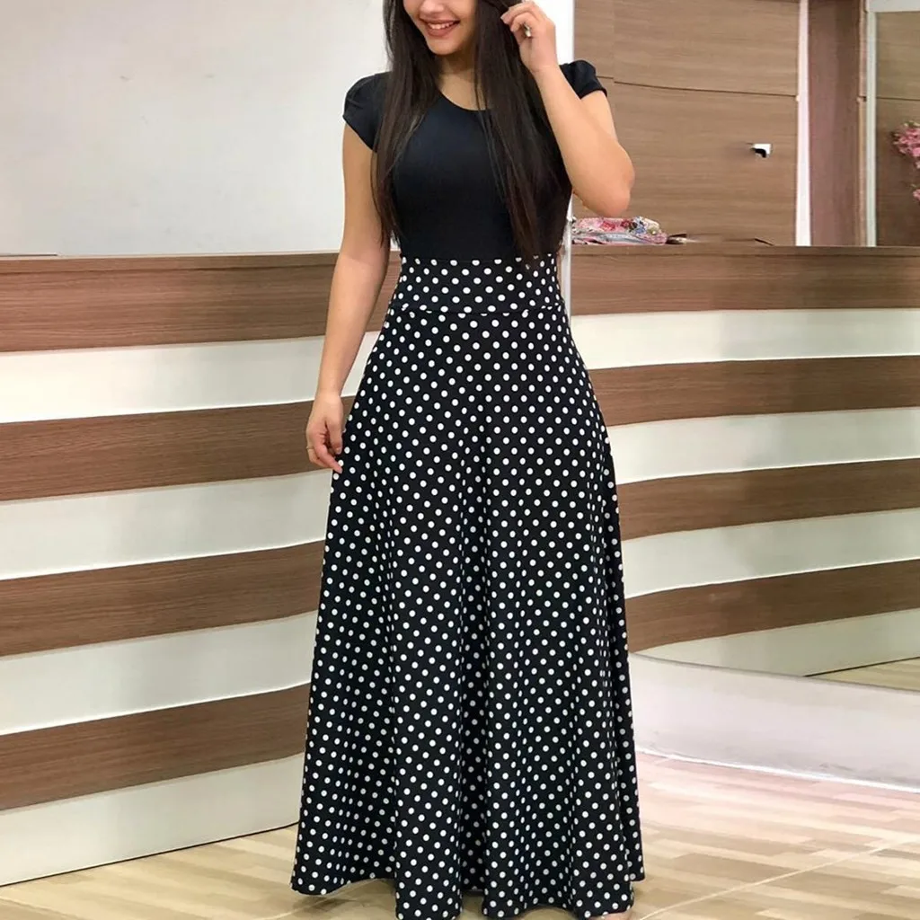 Летнее женское платье с коротким рукавом принтом Boho Пляжное цветное оборками