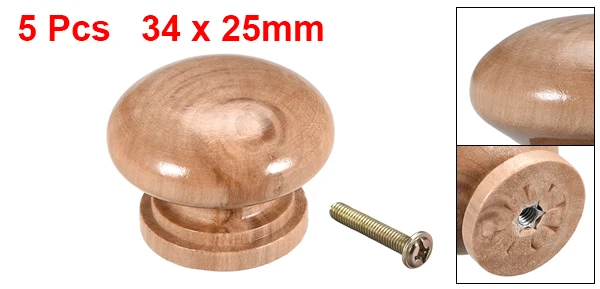Wood 34x25mm 5pc Uxcell 5-12 шт. круглая ручка 35 мм 24 мм 28 мм диаметр мебель для шкафа спальни кухни темно-коричневого дерева белого цвета - Цвет: Wood 34x25mm 5pc