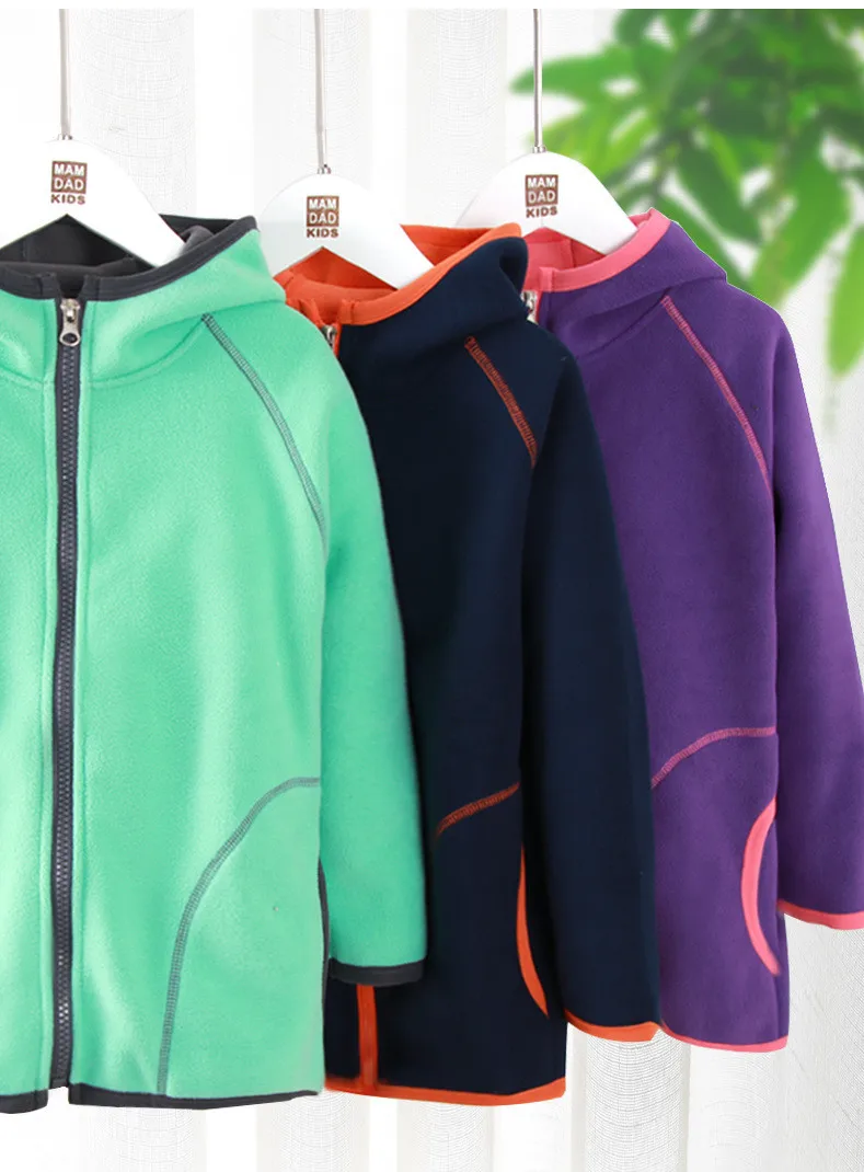 Boys Polar Fleece Jacket Kids Hooded Long Sleeve Autumn Girl Child Coat Embroidery Warm Children Outerwear Clothes