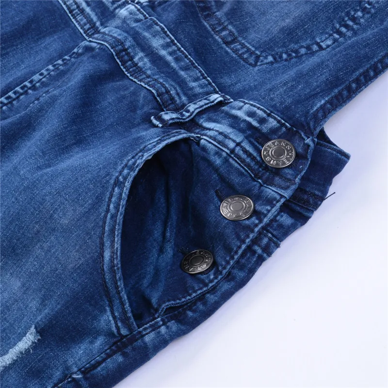 Комбинезон мужской рваный джинсовый в стиле Хай стрит комбинезон из потертого