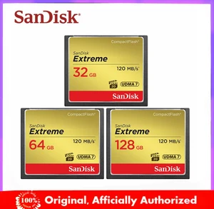 Двойной Флеш-накопитель Sandisk Extreme Compact Flash Камера карты памяти 32 Гб 64 Гб 128 ГБ для спортивной экшен-камеры 4 K и записи видео в формате Full HD до 120 МБс. читать Скорость