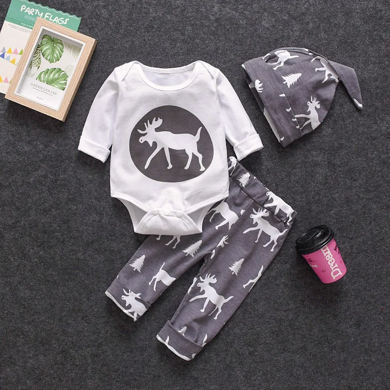 Новая зимняя одежда для новорожденных мальчиков и девочек комбинезон с принтом