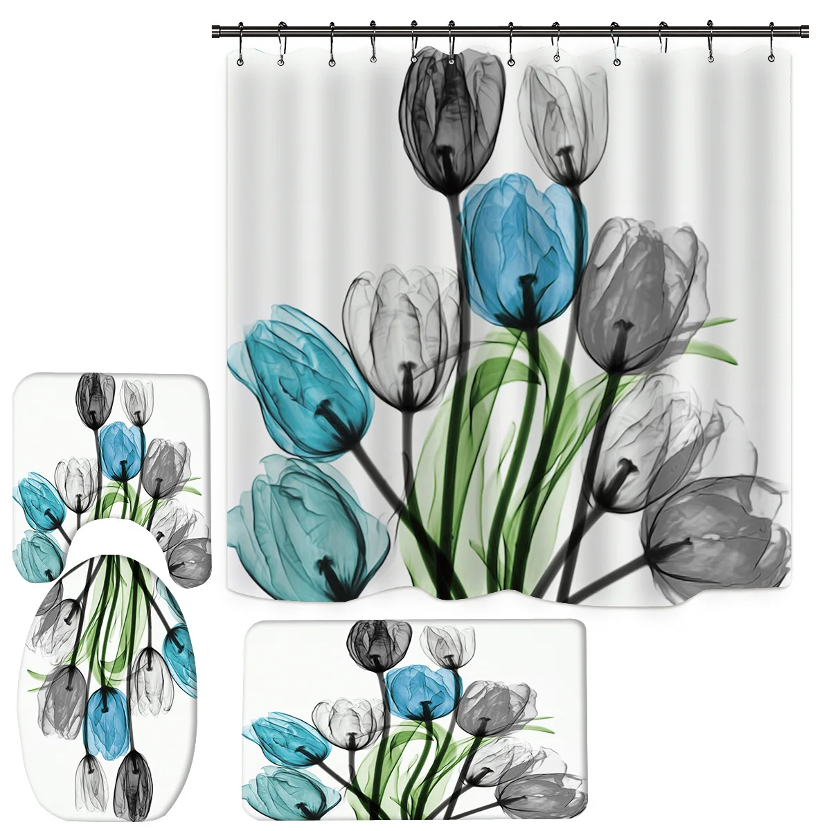 

Art Embroidered Shower Curtains Bathroom Curtain Girl Shower Curtain Flowers Nature Bathroom Accessories Set Shower Curtain